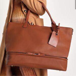 Lulus Weekend Traveler Cognac Tote Weekender Bag